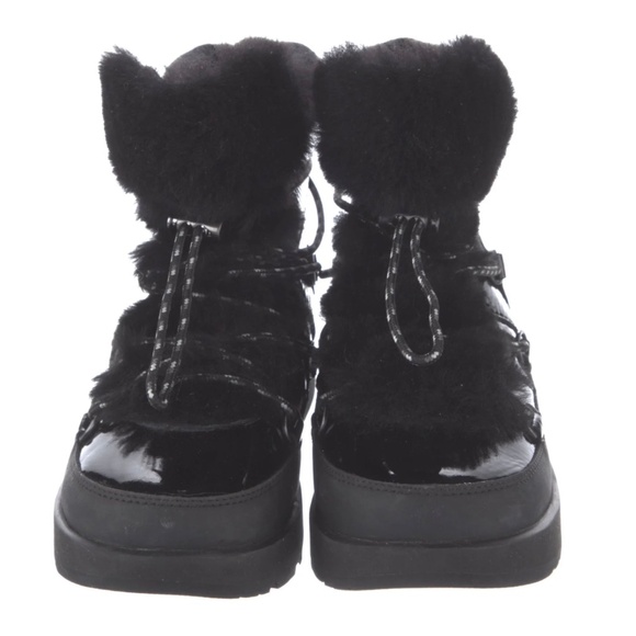 UGG WATERPROOF PATENT LEATHER COMBAT BOOTS, SIZE 6 - Picture 3 of 3